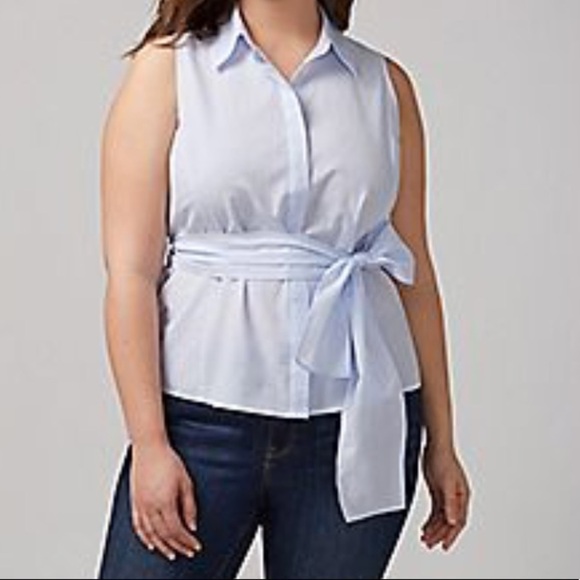 Lane Bryant Tops - Lane Bryant Chambray Belted Top